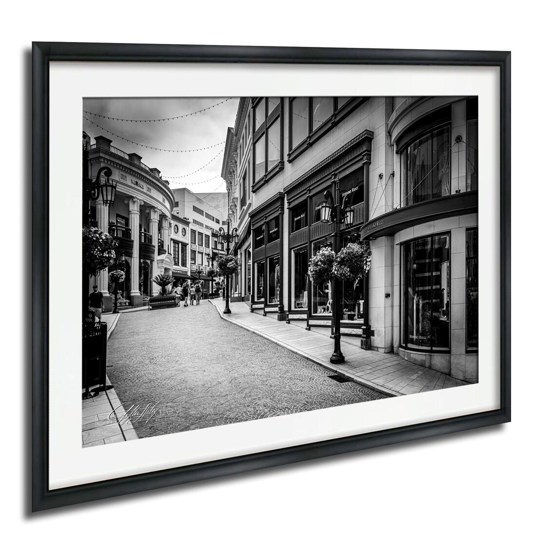 Rodeo Drive Black and White Luxury Shopping Street Photo Poster