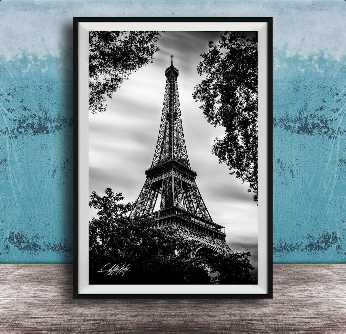 Black And White Eiffel Tower Paris Long Exposure Photography Poster