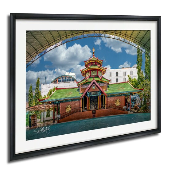 Chinese Temple Pagoda Green Tile Roofs Colorful Photo Poster