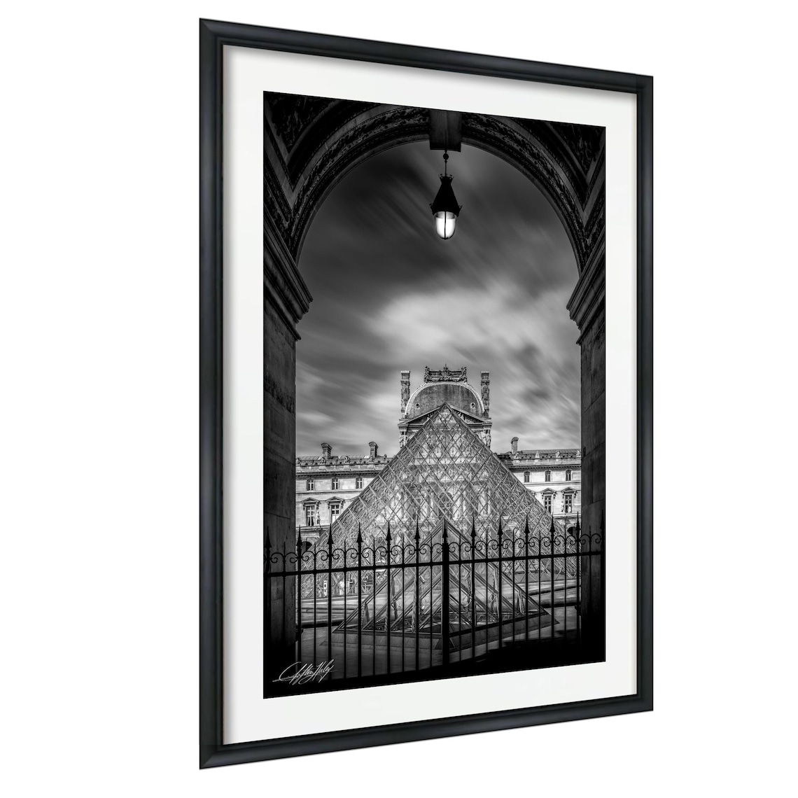 Louvre Pyramid Black White Paris Architecture Long Exposure Photo Art Poster