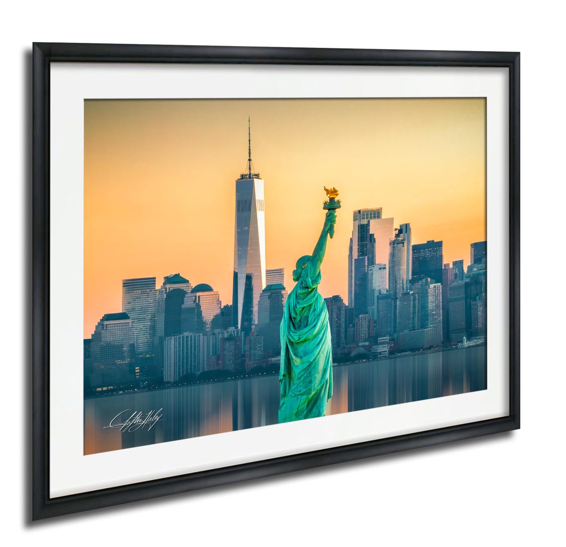 Statue of Liberty at Sunrise With Manhattan Skyline New York Wall Art