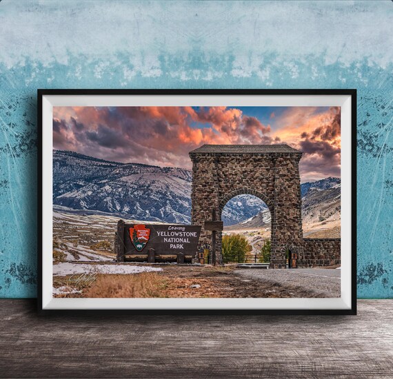 Roosevelt Arch Yellowstone National Park Sunset Stone Arch Poster