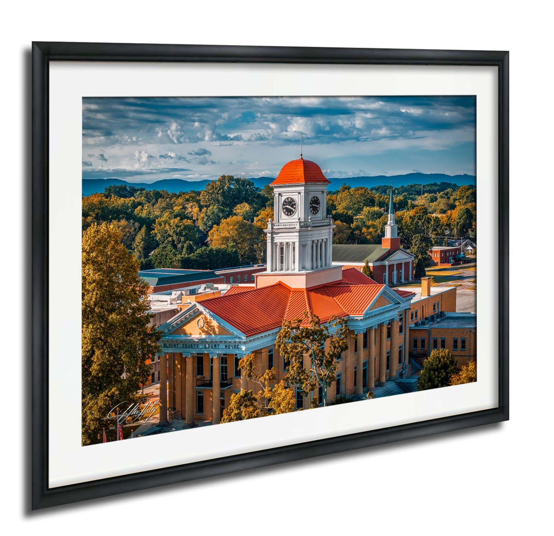 Blount County Courthouse Red Roof Clock Tower Autumn Skyline Poster