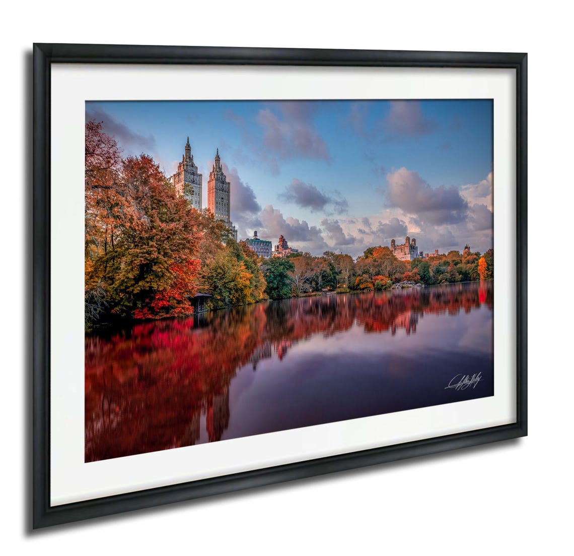 San Remo Towers Sunrise Mirror Lake Central Park Autumn Photo Poster