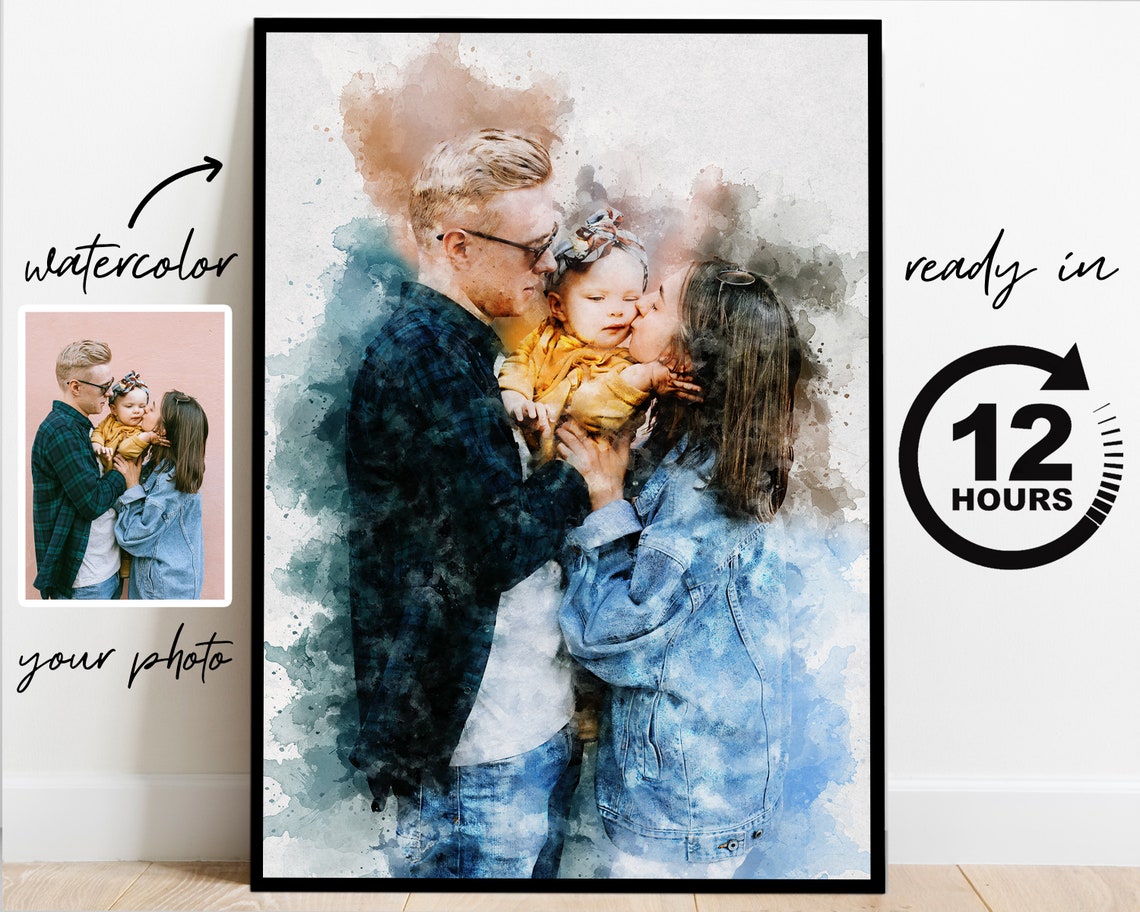 Painting From Photo Watercolor Family Portrait Anniversary Gift Custom Portrait From Photo Couple Portrait Christmas Gift - Image 5