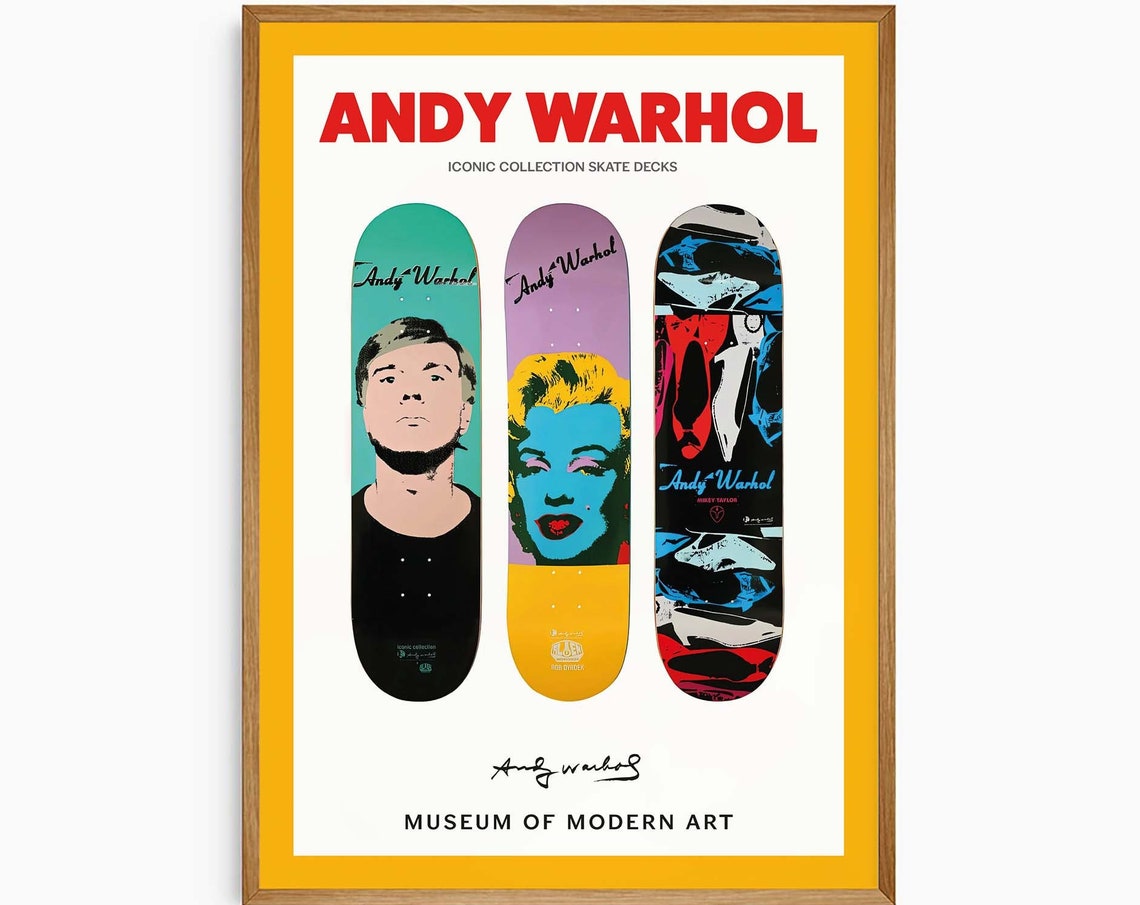 Andy Warhol Iconic Collection Skate Decks Colorful Pop Art Poster
