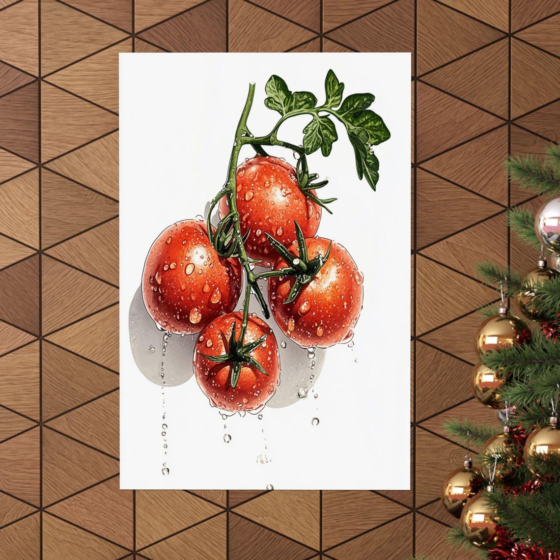 Vine Ripened Tomatoes With Water Drops Fresh Produce Photo Poster