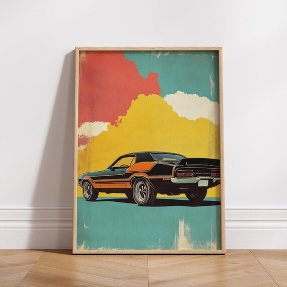 Retro Muscle Car Poster Matte Vertical Posters For Lovers Vintage Art Print Garage Decor Man Cave Wall Hanging Classic