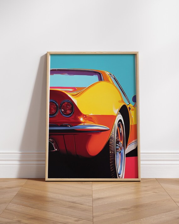 Corvette Inspired Retro Matte Poster Wall Art For Auto Enthusiasts Gift Car Lovers Collectible Prints