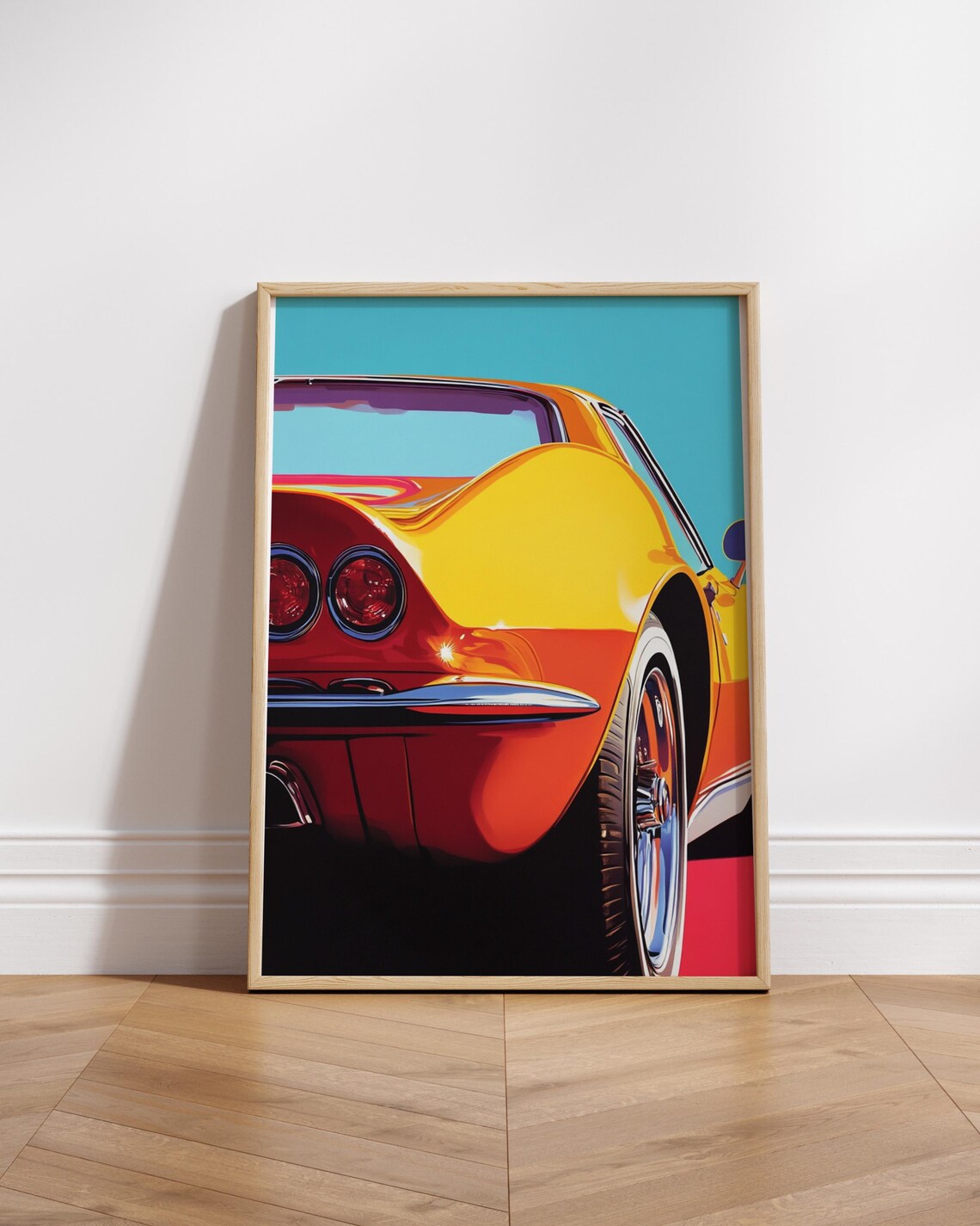 Corvette Inspired Retro Matte Poster Wall Art For Auto Enthusiasts Gift Car Lovers Collectible Prints