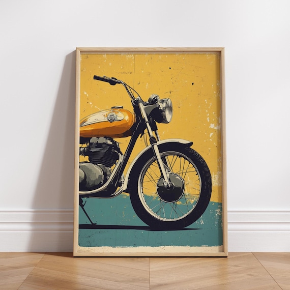 Retro Motorcycle Art Print Matte Vertical Posters Vintage Wall Decor Biker Gifts Home Office Decoration Cool Room Accent