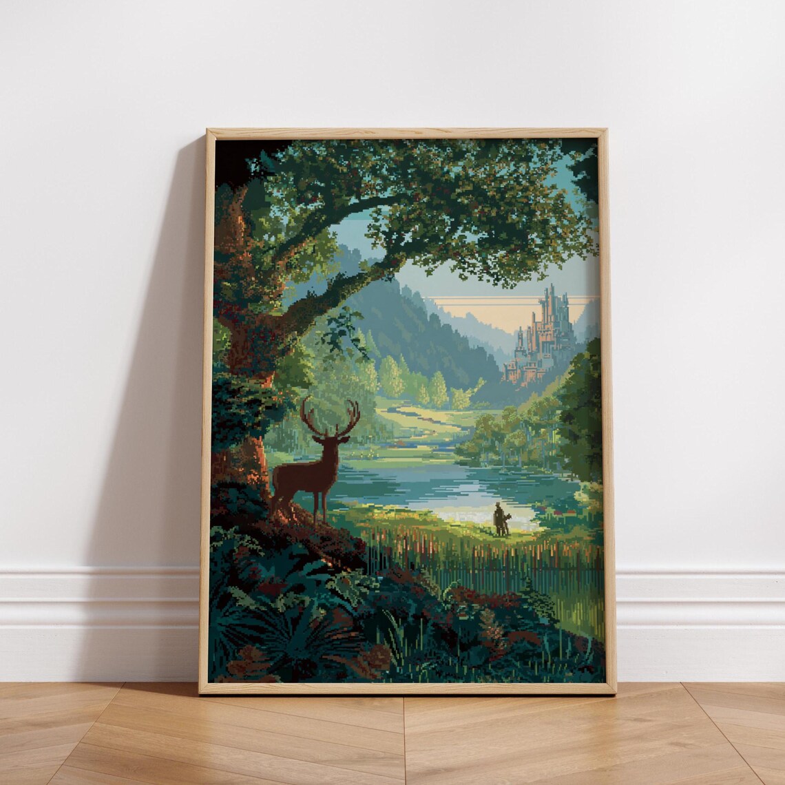 Nature-Inspired 8-Bit Forest Landscape Art Print