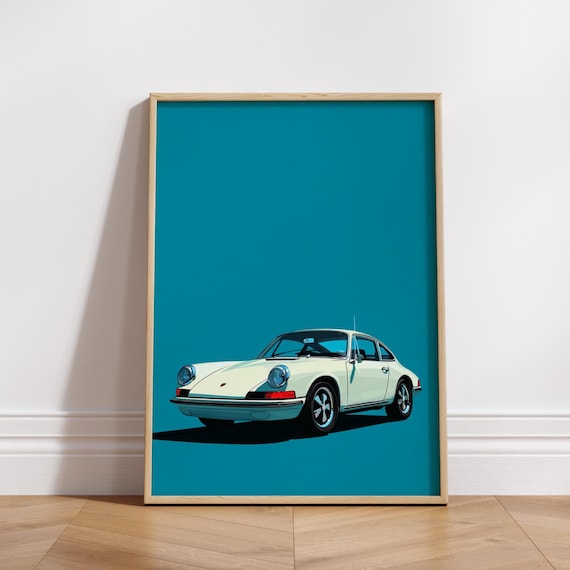 Retro Car Poster, Minimalist Vintage Auto Decor