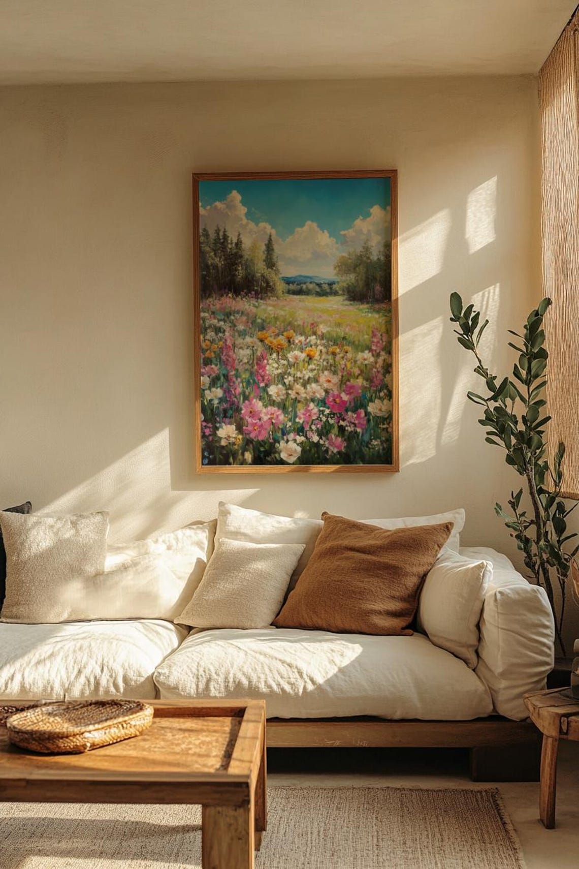 Summer Wildflower Meadow Landscape Painting Cottagecore Poster - Image 3
