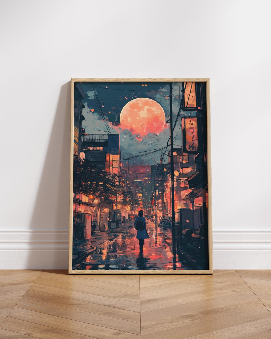 Urban Nightscape Matte Poster Night City Art Print Wall Gift For Lovers Anime