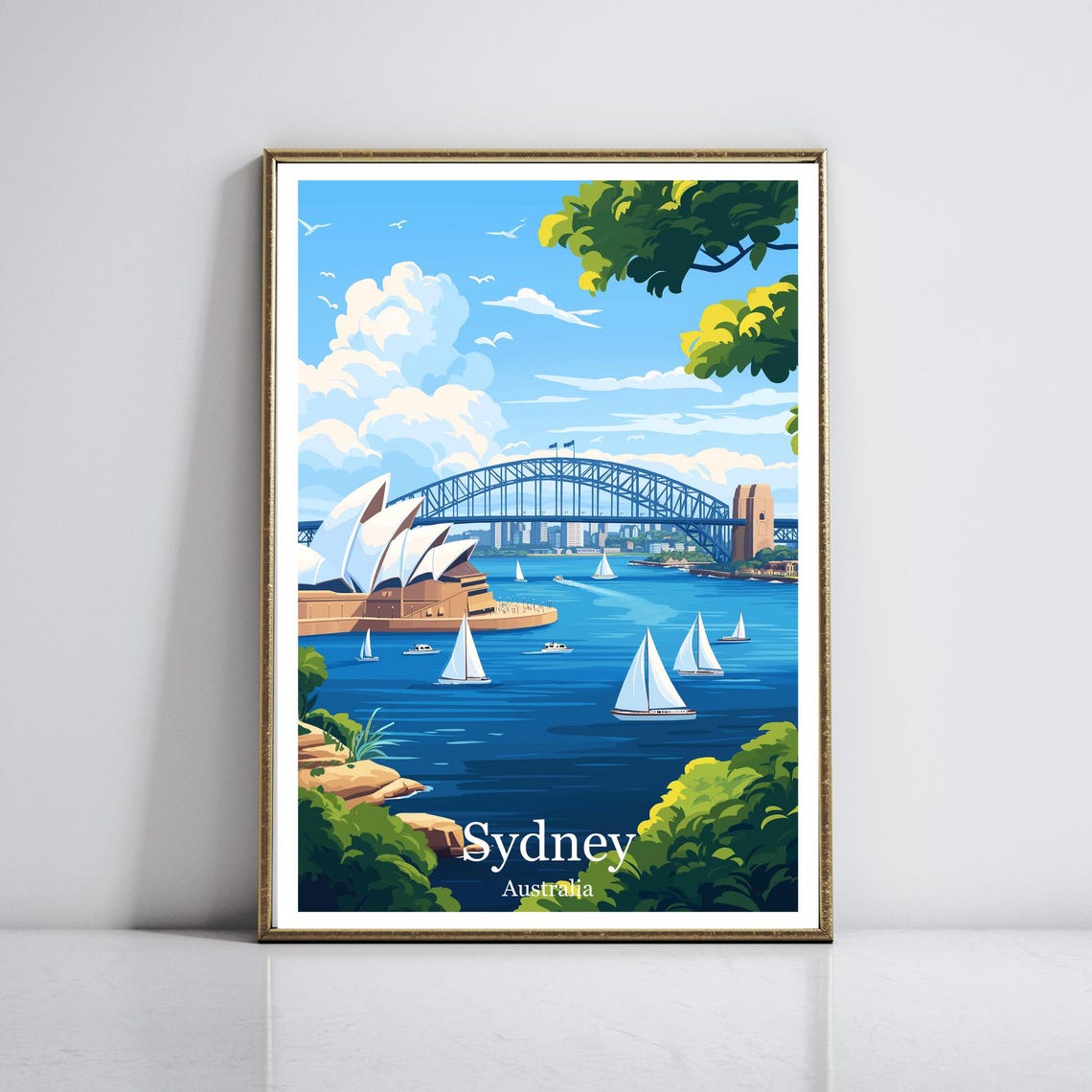 Sydney Australia Opera House and Harbour Bridge Day View Poster