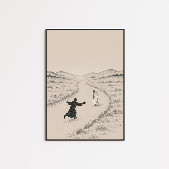 Prodigal Son Returns Minimalist Bible Forgiveness Story Poster
