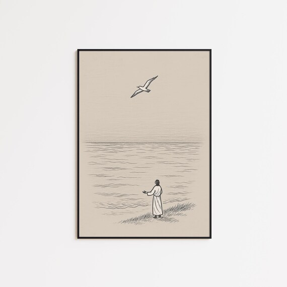 Weary Traveler Walking Toward Jesus Hopeful Christian Art Poster