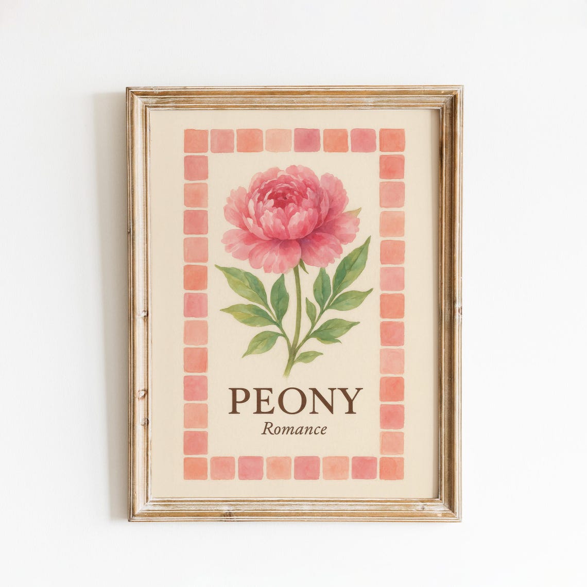 Peony Romance Vintage Botanical Pink Floral Garden Bloom Poster