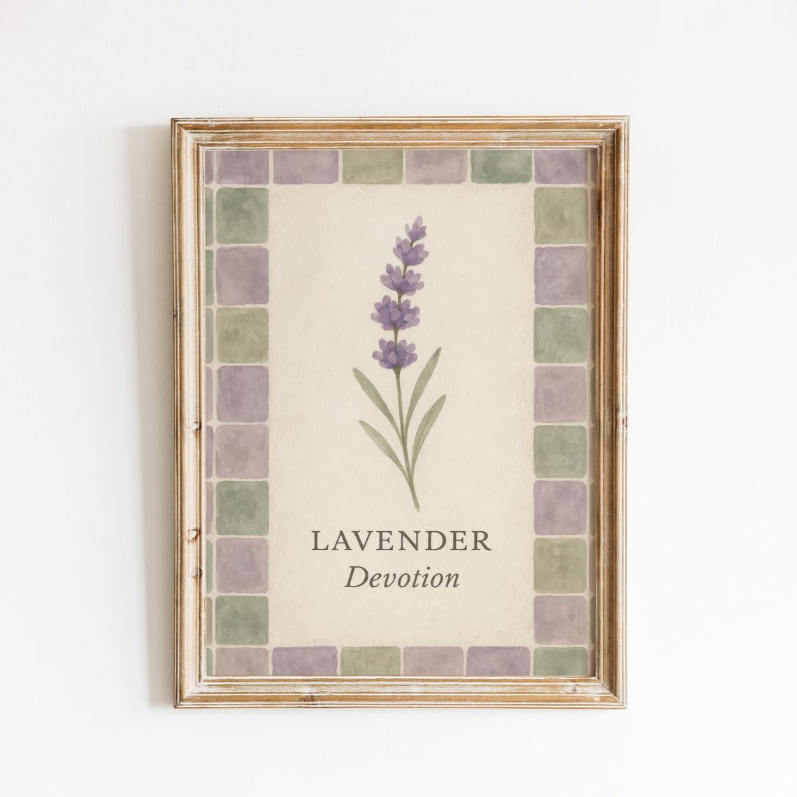 Lavender Sprig Devotion Botanical Tile Border Floral Art Poster