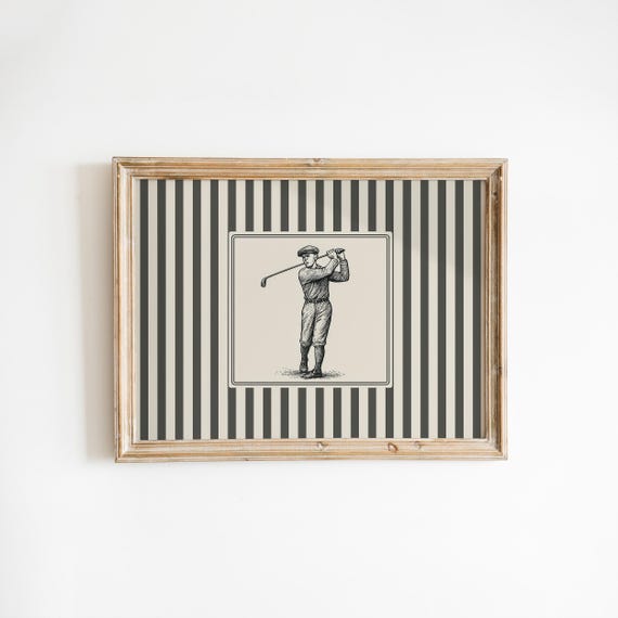 Vintage Golf Poster Retro Male Golfer Wall Art Print