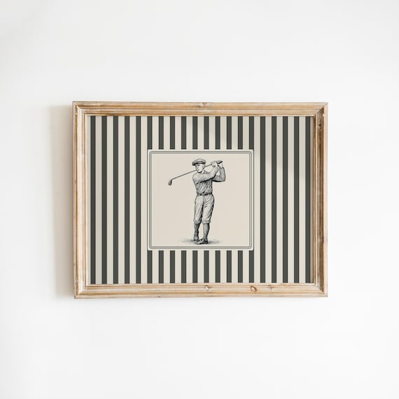 Vintage Golfer Engraving Classic Retro Male Golfer Sports Print