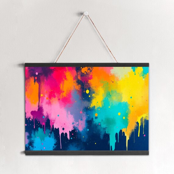 Handmade Original Colorful Oil Painting Abstract Minimalism Color Splash Canvas Art Impasto Textured Wall Personalized Gift