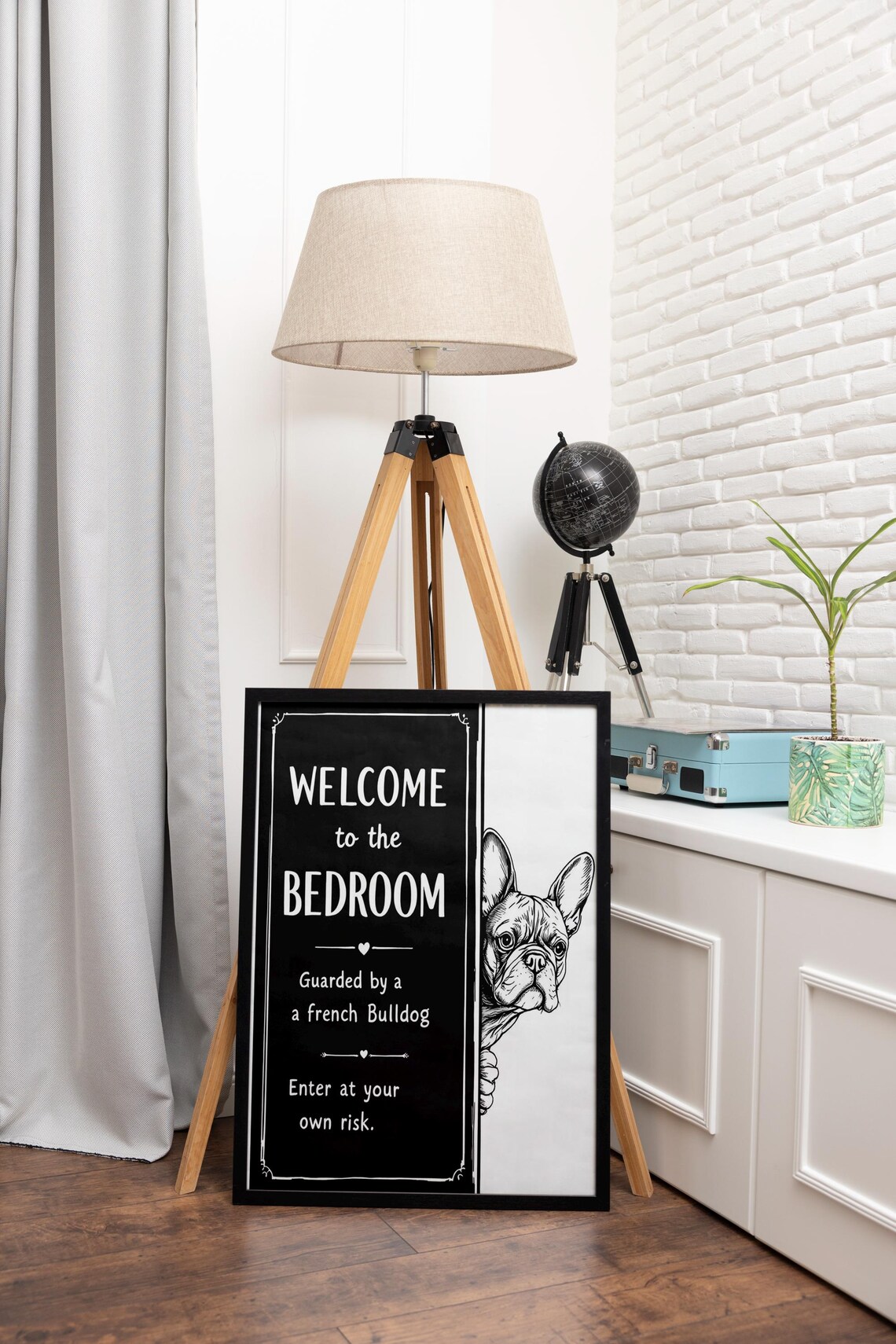 Welcome to the Bedroom Guarded by a French Bulldog Funny Poster