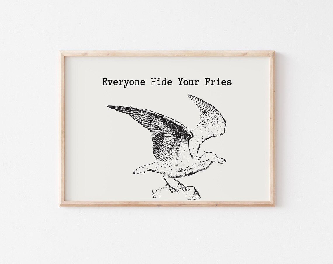 Vintage Seagull Print, Retro Coastal Wall Art