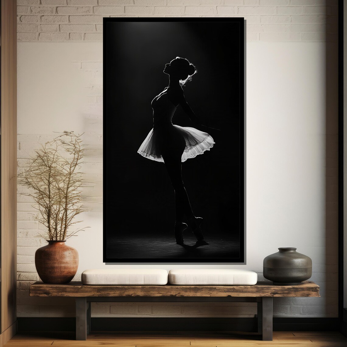 Black and White Ballerina in Dramatic Backlit Profile Poster - Image 4