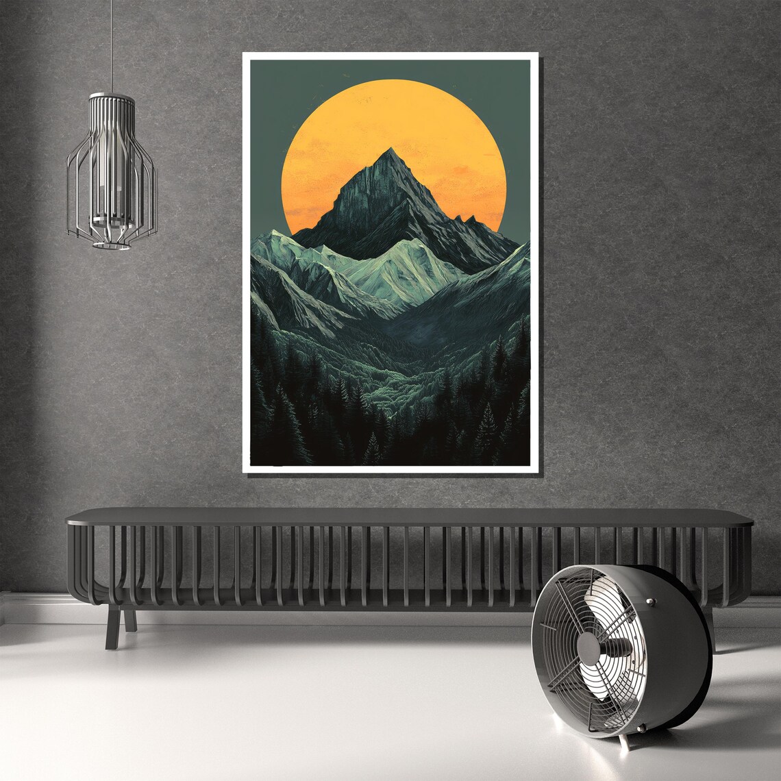 Mountain Landscape Abstract Nature Wall Art, Rustic - Image 2