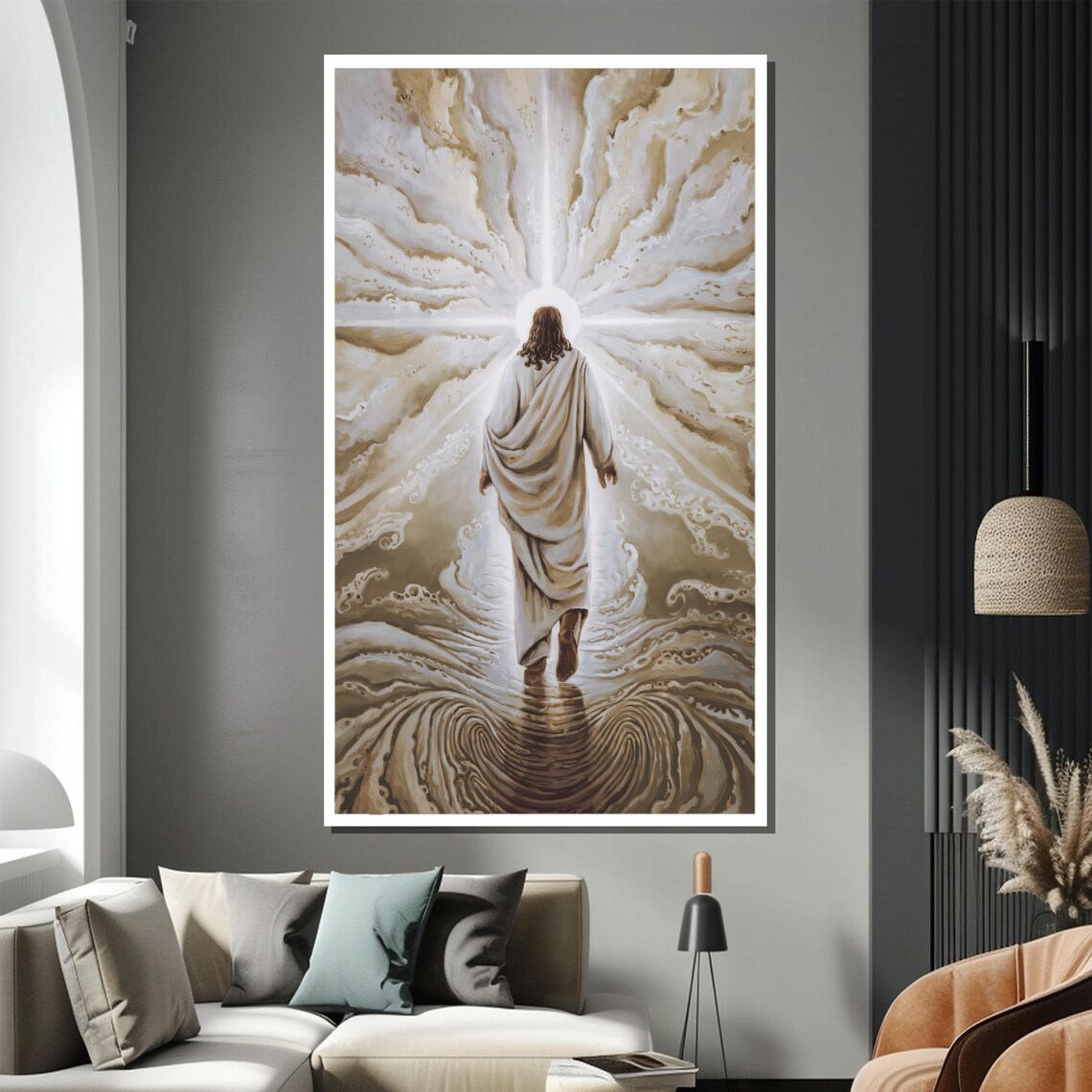 Jesus Ascension Heavenly Clouds Golden Light Christian Poster - Image 4