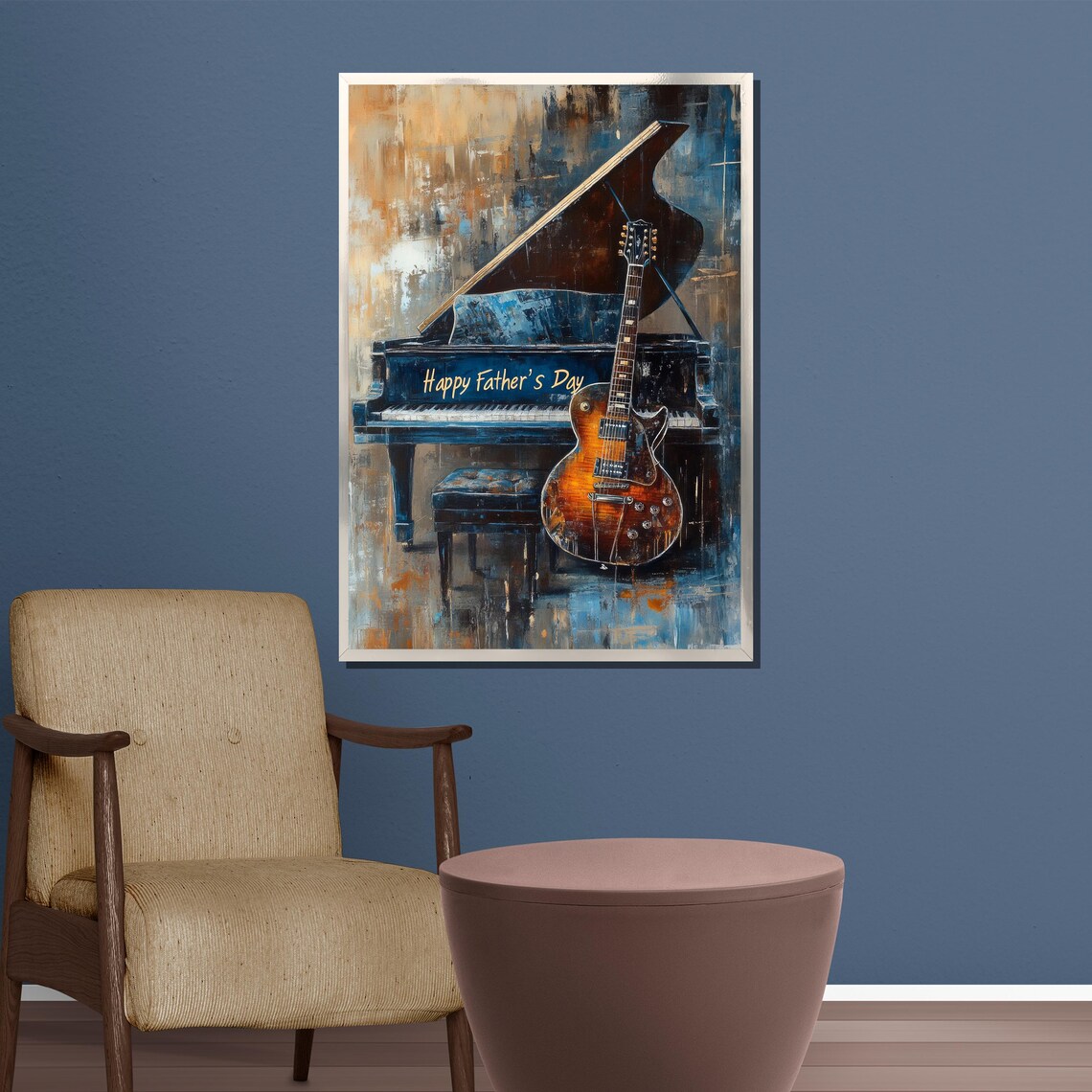 Grand Piano Guitar Happy Fathers Day Musical Gift Wall Poster - Image 3