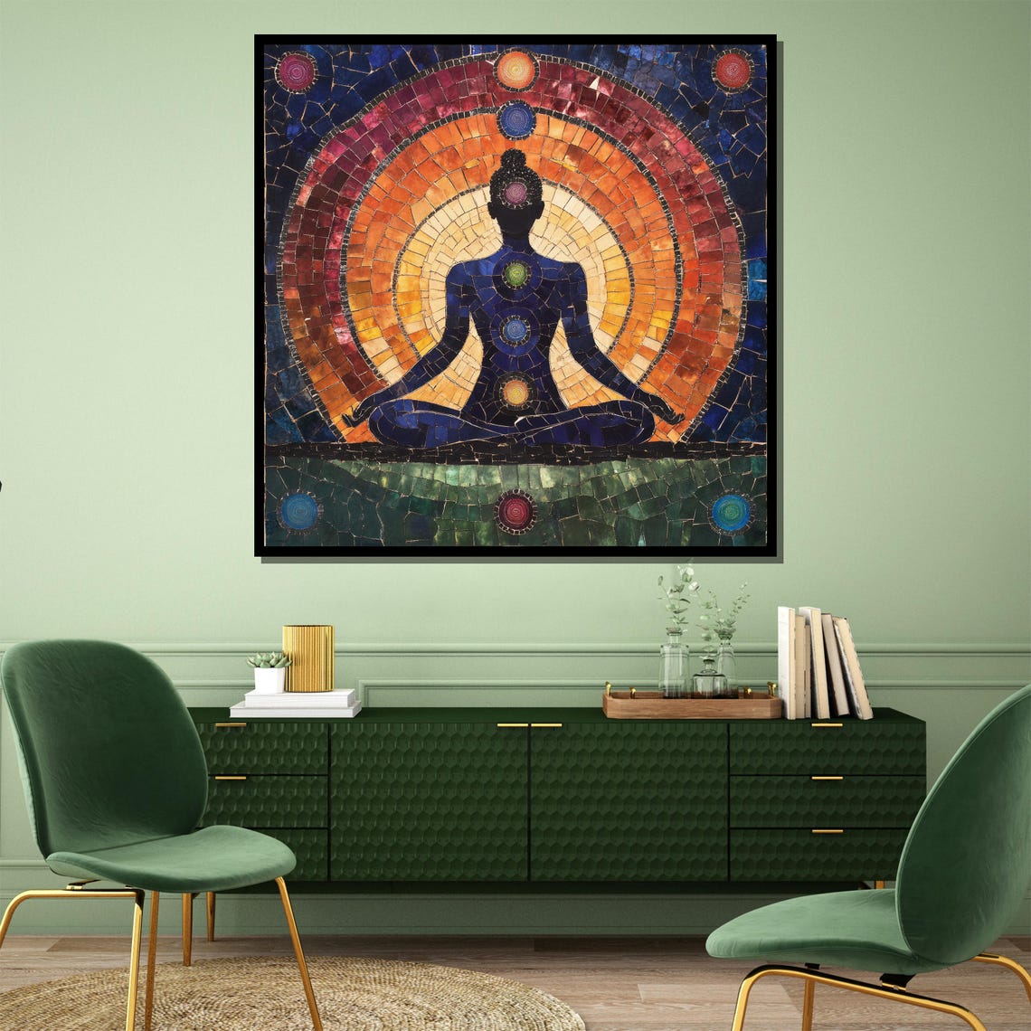 Chakra Meditation Mosaic Seven Chakra Yoga Spiritual Wall Poster - Image 4