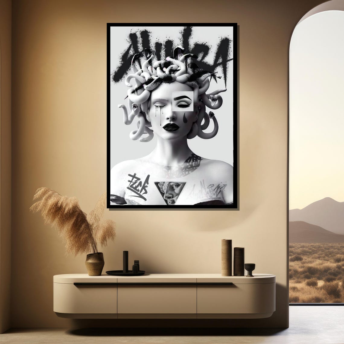 Medusa Graffiti Painting Bold Wall Art Gift For Modern Home Decor And Unique Artistic Expression - Image 4