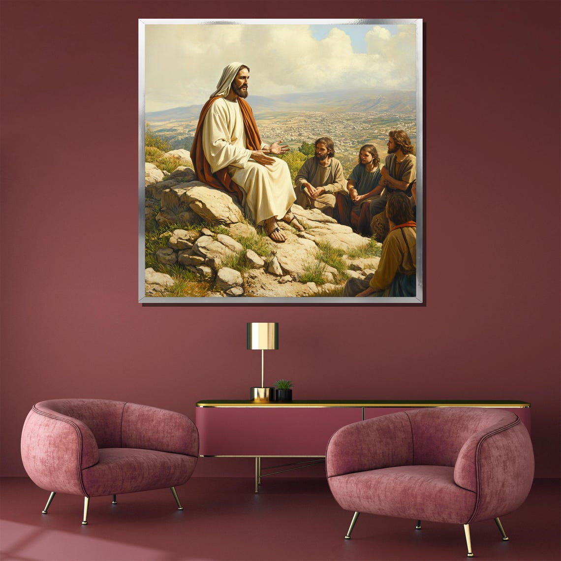 Jesus Teaching Disciples Sermon on the Mount Hillside Poster - Image 5