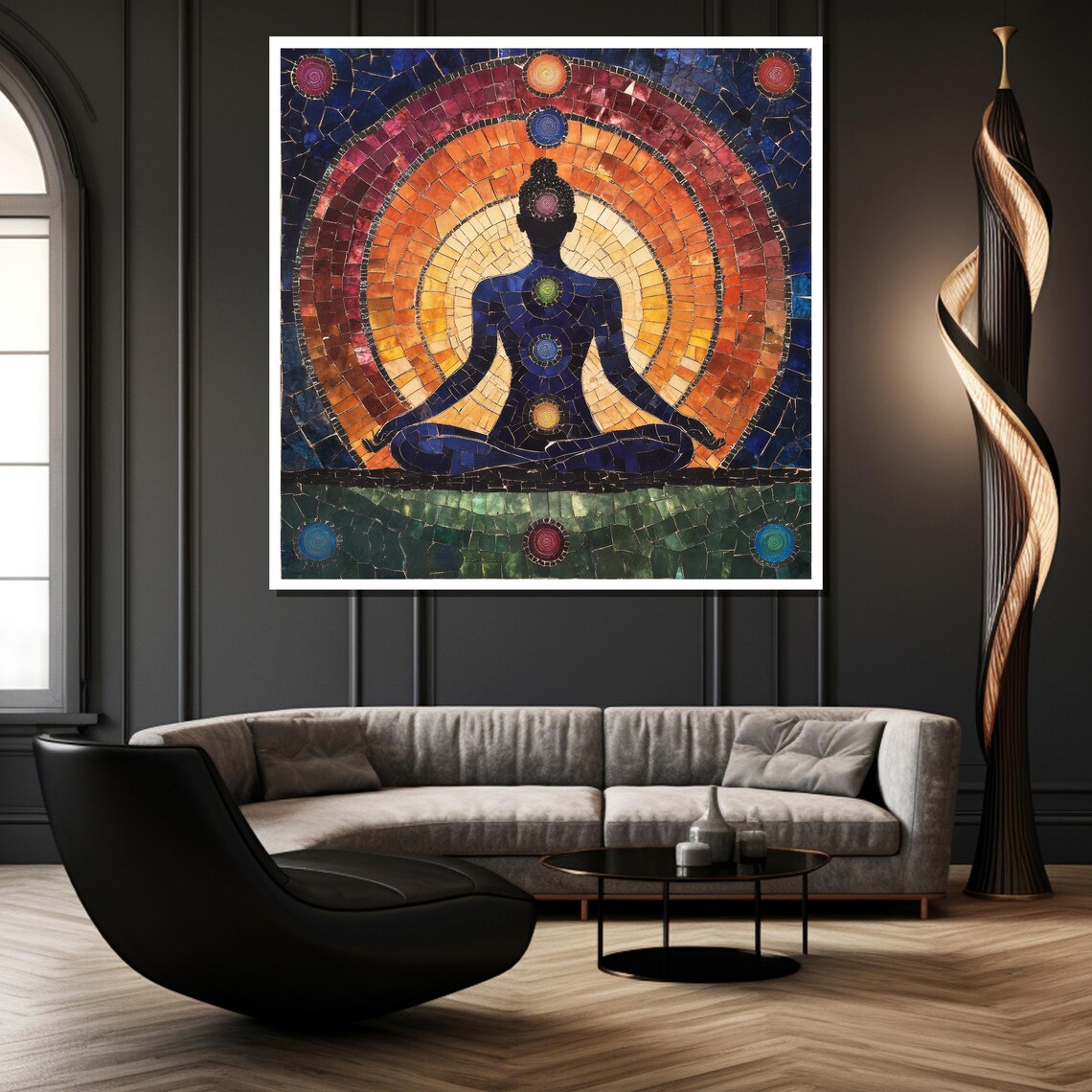 Chakra Meditation Mosaic Seven Chakra Yoga Spiritual Wall Poster - Image 2