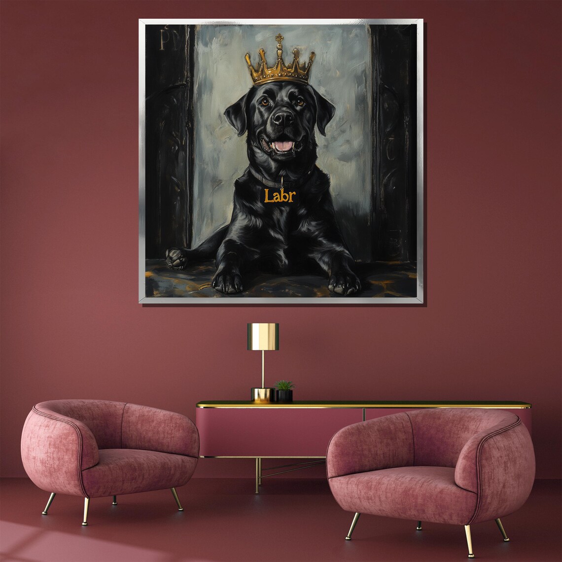 Black Labrador Wearing Gold Crown Royal Dog Funny Pet Poster - Image 3