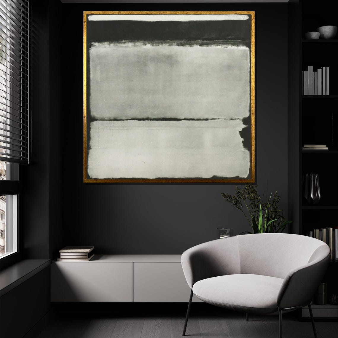 Mark Rothko Black and White Minimalist Color Field Abstract Poster