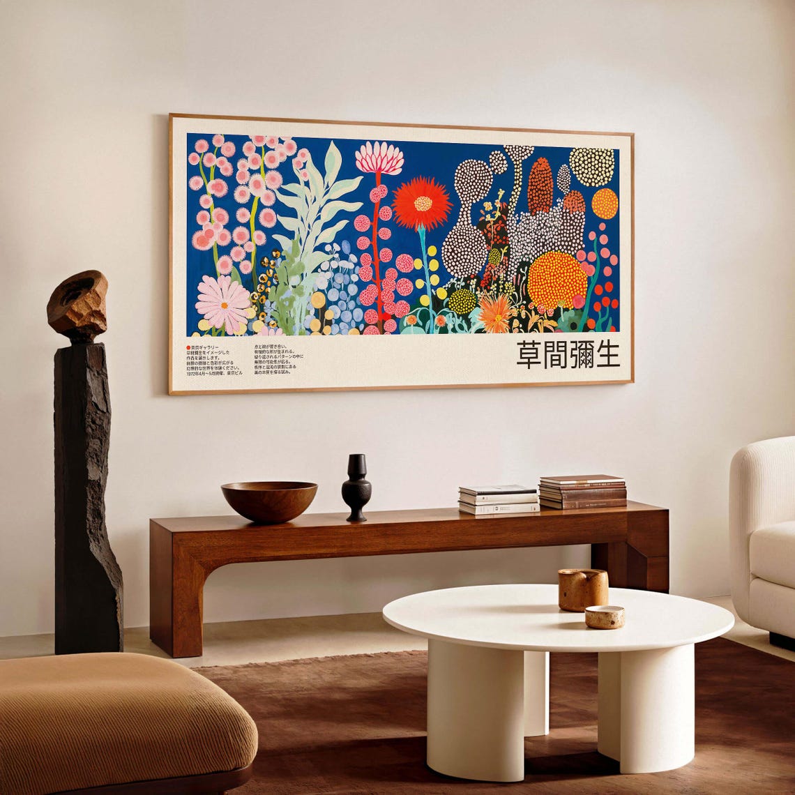 Kusama Inspired Panoramic Blue Wildflower Exhibition Style Poster - Image 3