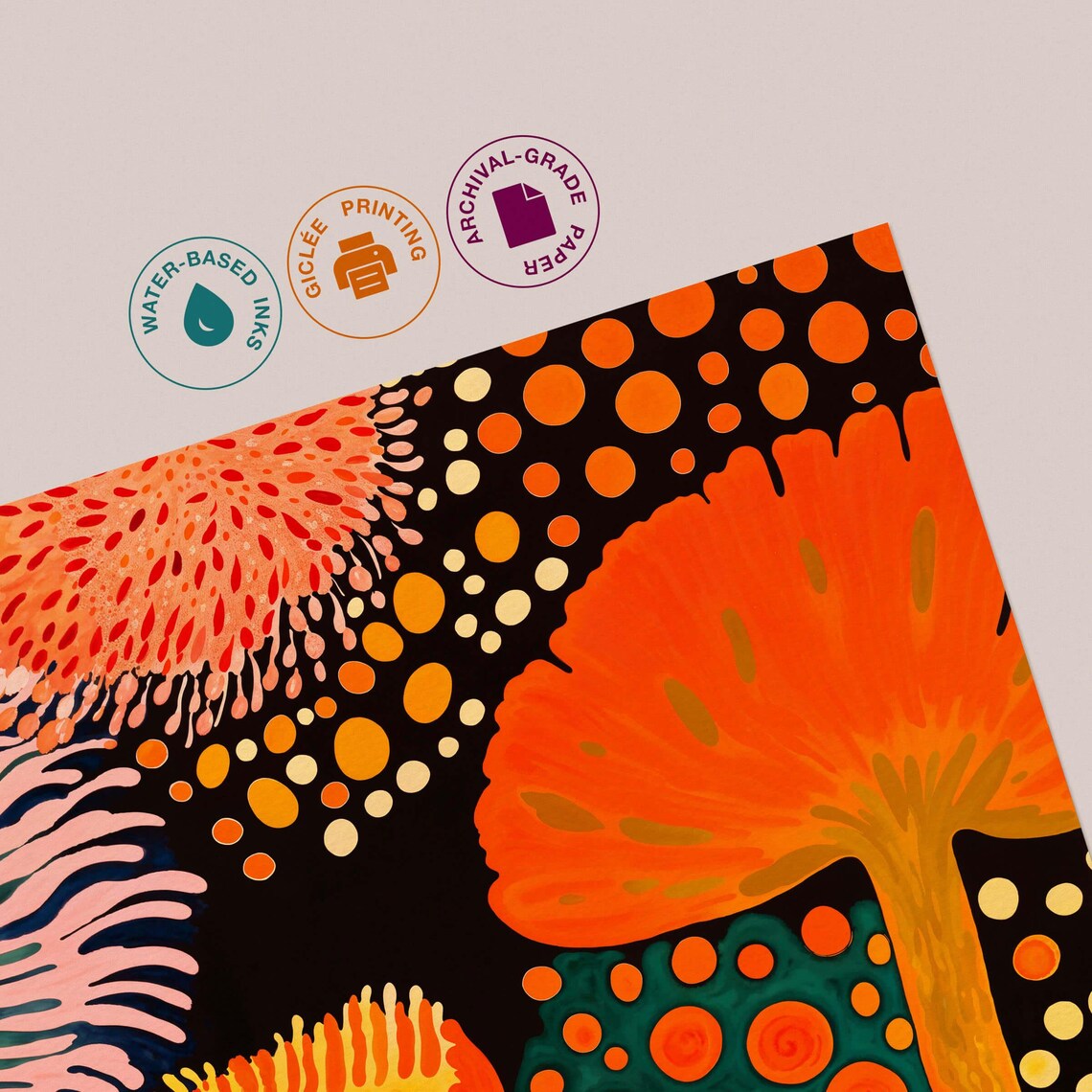 Kusama-Inspired Abstract Botanical Art Print, Japandi - Image 3