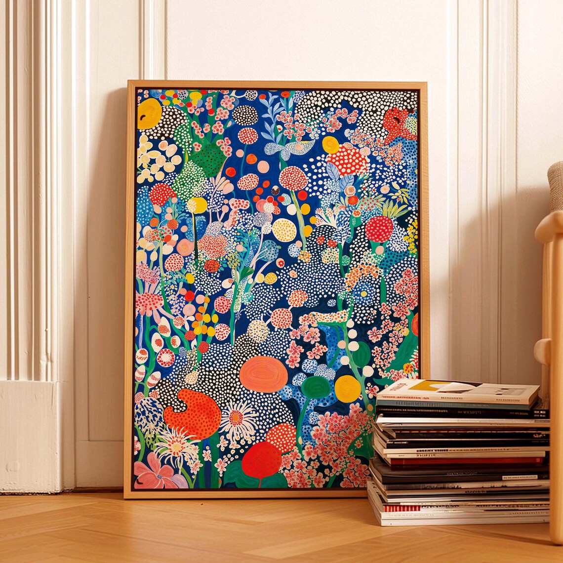 Yayoi Kusama-Inspired Floral Abstract Art Print