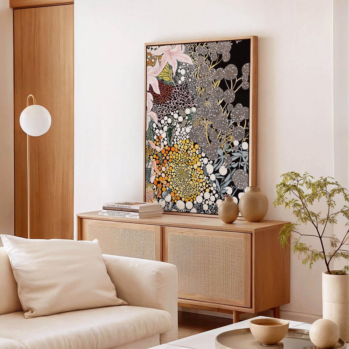 Kusama-Inspired Botanical Art Print, Mid-Century Modern - Image 3