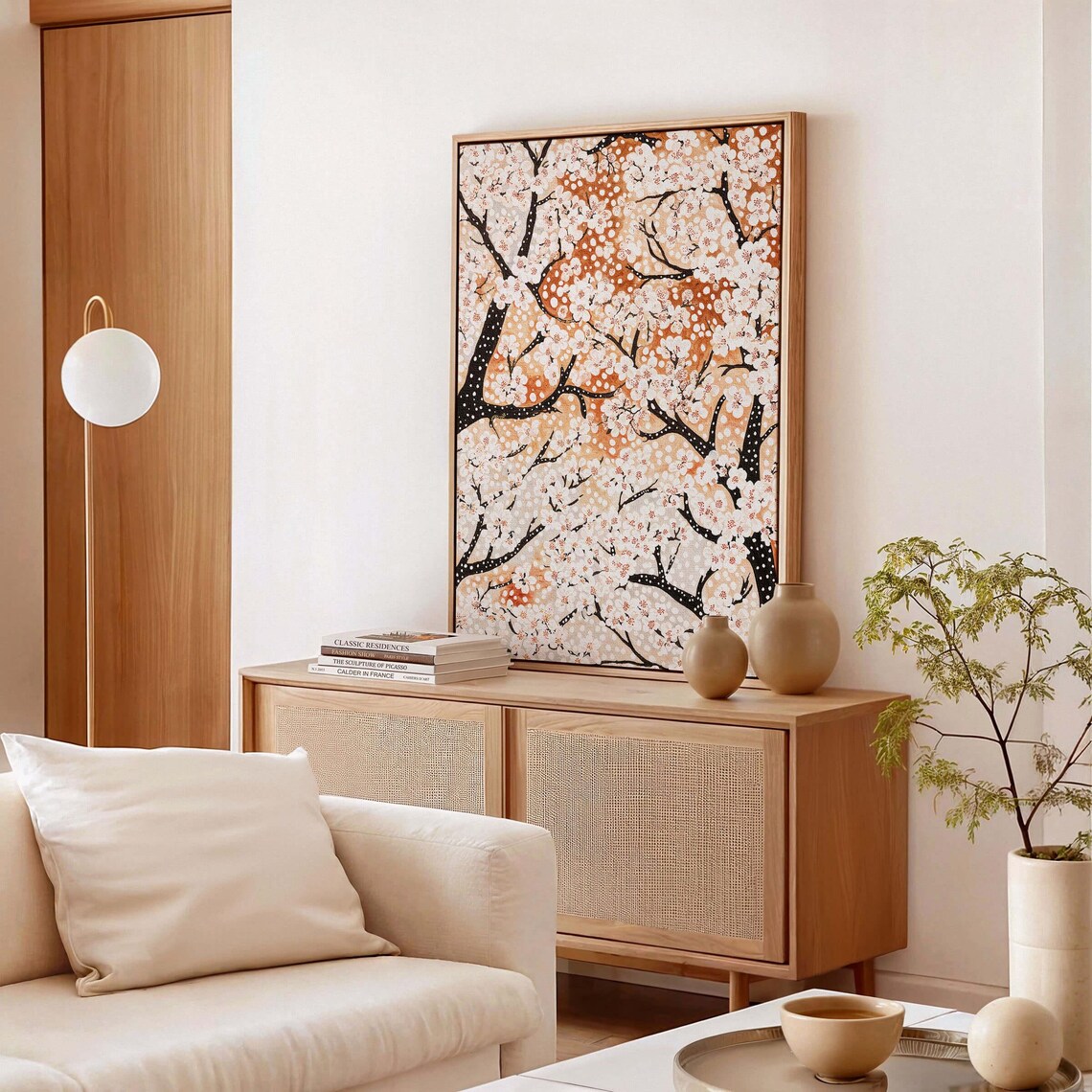 Yayoi Kusama Inspired Framed Japanese Cherry Trees In Bloom Artwork Modern Polka Art Japandi Kusama Artworks Home Decor Gift - Image 3