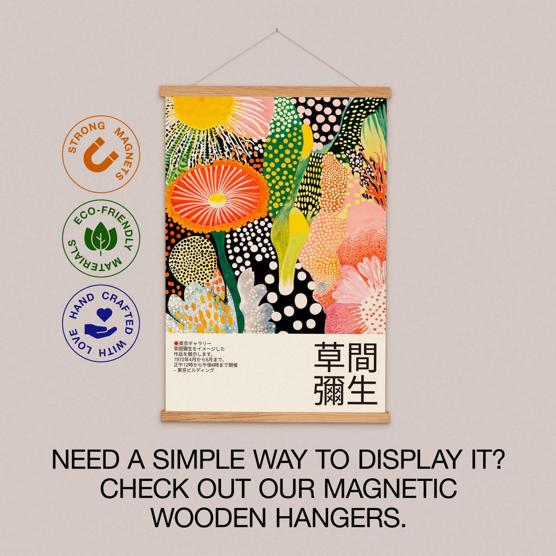 Bright Sun and Orange Daisy Dotted Floral Japanese Exhibition Poster - Image 2