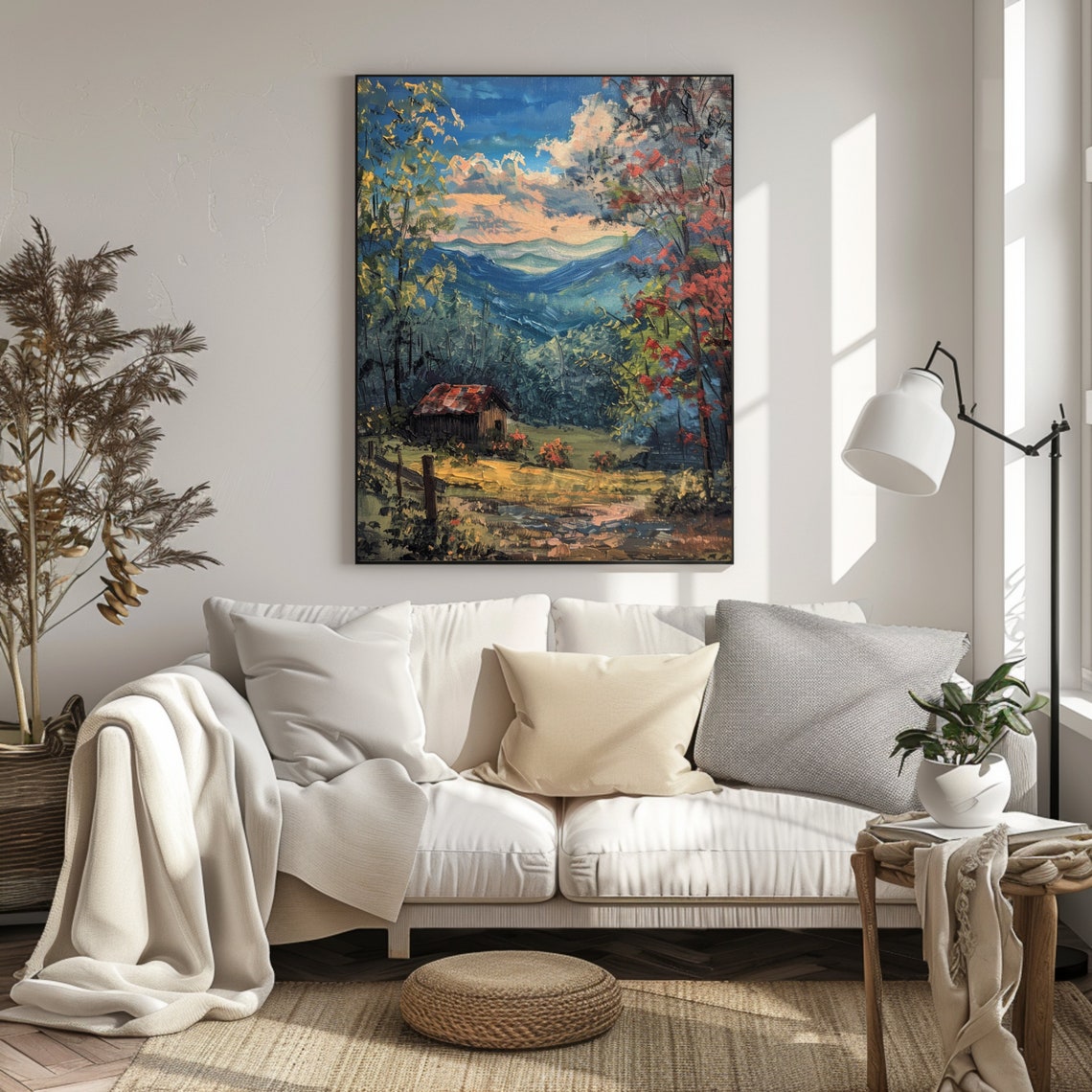 Rustic Country Wall Art Vertical Landscape Painting Vintage Prints Art Print Retro Posters Classic Decor - Image 2