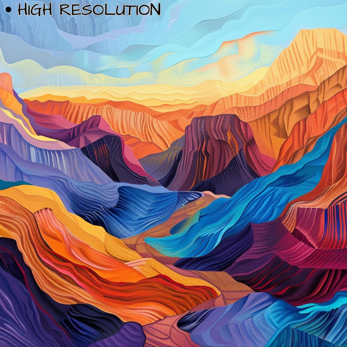 Colorful Abstract Desert Canyon Layered Rock Sunset Hues Wall Art - Image 3