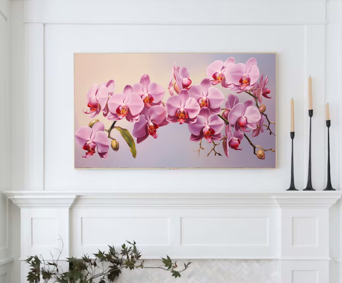 Spring Floral Frame Tv Art Pink Moody Wall Decor For Frame Perfect Mothers Day Gift Frame Tv Art Modern - Image 3