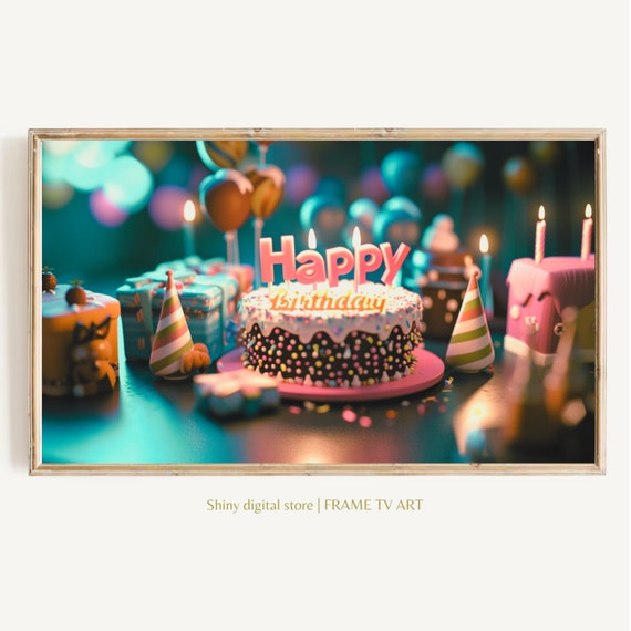 Frame Tv Art Birhday Happy Birthday Picture Frame For Frames Best Whishes Celebration With Cake Tv B011