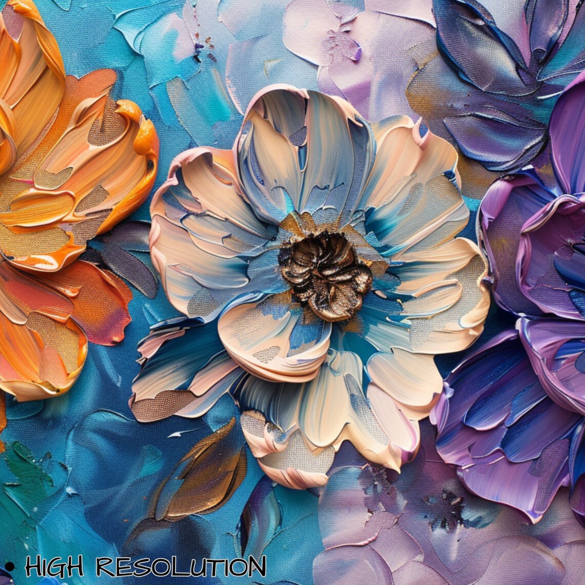 3D Summer Or Spring Textured Floral Botanical Decor - Image 3